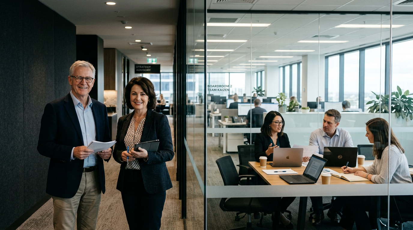 Beratungsteam im Gespräch — C-led Business Prozess Diagnose vor der ERP-Implementierung